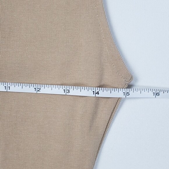 WeWoreWhat Boat Neck Midi Dress Beige Women’s Large Cotton Rib Knit Minimalist - Picture 7 of 16